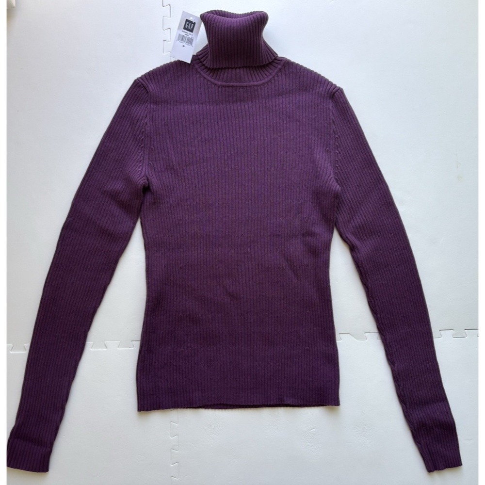 Vtg Nwt GAP 90s/Y2K Ribbed Knit Turtleneck Sweater Eggplant Purple - Size M